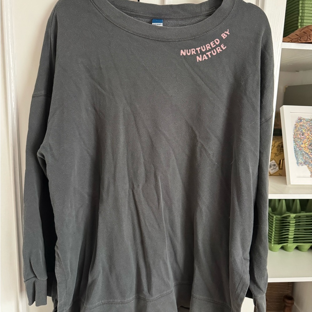 Old Navy Gray Sweatshirt with Pink Text